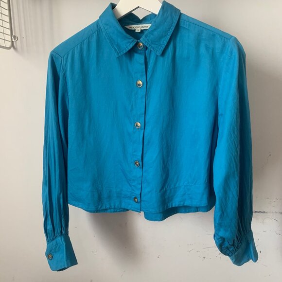 Maggie Jayne Blue Cropped Blouse - Picture 3 of 8